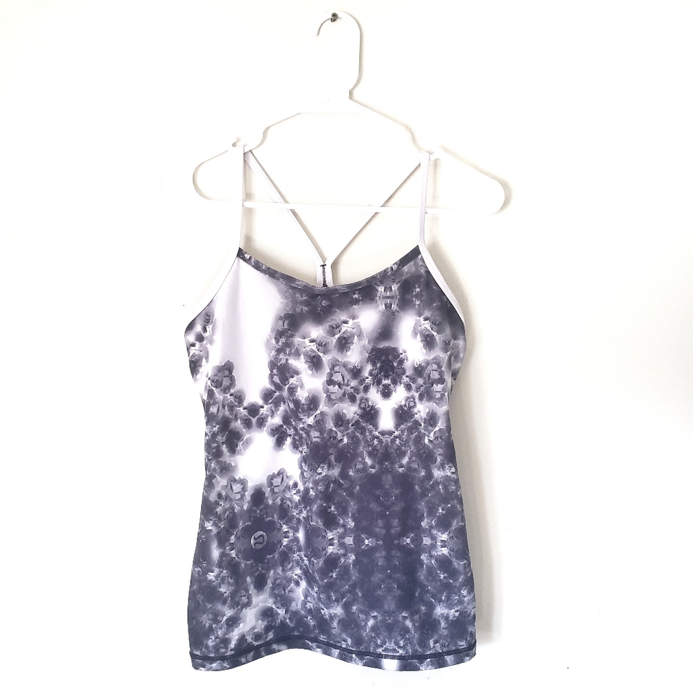 Lululemon Power Y White & Black Racerback Tank Top